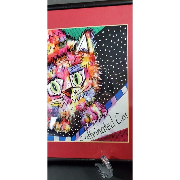 Caffeinated Cat Framed Painting Pam Reinke 11" x 14" - Picture 7 of 7